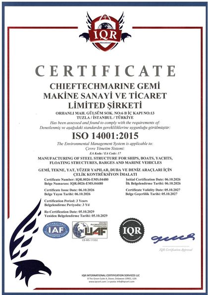 ISO 14001:2015 sertifikası